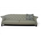 Luxe 3 Seater Sofa in Grey Leather Extra Large Quilted Chesterfield Settee