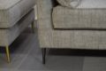 Alicia Retro Armchair and Footstool Set in Grey Fabric
