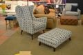 Whitemeadow Atelier accent chair and footstool, discount arm chair outlet shop