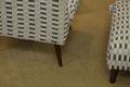 Aries Accent Chair and Footstool in Grey Pattern Fabric Retro Style