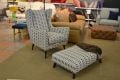 Whitemeadow Atelier accent chair and footstool, discount arm chair outlet shop