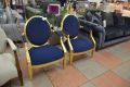 Louis XVI accent chairs, Gold metallic wooden accent chairs, Clearance accent chairs pair