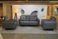Bolzano Recliner Medium Sofa in Damascus Blue Italian leather