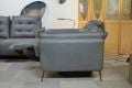 Bolzano Recliner Medium Sofa in Damascus Blue Italian leather