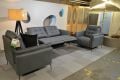 Bolzano Recliner Medium Sofa in Damascus Blue Italian leather