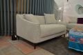 Julep Two Piece Suite 3 + 2 Sofa Set in Grey Fleck Fabric - Retro High Seat Couches