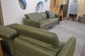 EgoItaliano Dusk Sofas, Green suede fabric sofa set, ex display Italian designer sofas outlet Manchester