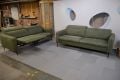 EgoItaliano Dusk Sofas, Green suede fabric sofa set, ex display Italian designer sofas outlet Manchester