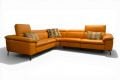 EgoItaliano Martine Corner Sofa Orange Leather Designer Suite, Ex display Italian sofa outlet