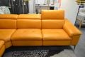 EgoItaliano Martine Italian Leather Corner Sofa, Orange leather corner suite, ex display sofas outlet Preston