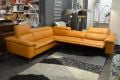 EgoItaliano Martine Italian Leather Corner Sofa, Orange leather corner suite, ex display sofas outlet Preston