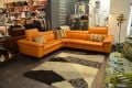 EgoItaliano Martine Italian Leather Corner Sofa, Orange leather corner suite, ex display sofas outlet Preston