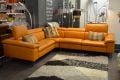 EgoItaliano Martine Italian Leather Corner Sofa, Orange leather corner suite, ex display sofas outlet Preston