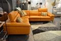 EgoItaliano Martine Italian Leather Corner Sofa, Orange leather corner suite, ex display sofas outlet Preston
