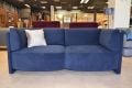 Mayfair sofa bed blue velvet; ex display designer sofas in stock now fast UK delivery outlet store