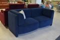 Mayfair sofa bed blue velvet; ex display designer sofas in stock now fast UK delivery outlet store