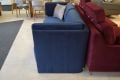 Mayfair sofa bed blue velvet; ex display designer sofas in stock now fast UK delivery outlet store