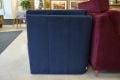 Mayfair sofa bed blue velvet; ex display designer sofas in stock now fast UK delivery outlet store