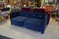 Mayfair sofa bed blue velvet; ex display designer sofas in stock now fast UK delivery outlet store