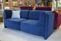 Mayfair sofa bed blue velvet; ex display designer sofas in stock now fast UK delivery outlet store