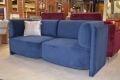 Mayfair sofa bed blue velvet; ex display designer sofas in stock now fast UK delivery outlet store