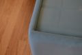 Side Table Cube with Glass Top in Blue Velvet Fabric