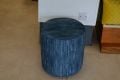 Bow Round Footstool Boreal Lapis Fabric Blue Velvet