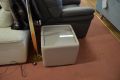 Side Table Cube with Glass Top in Beige Leather