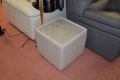 Side Table Cube with Glass Top in Beige Leather