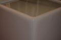 Side Table Cube with Glass Top in Beige Leather