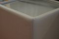 Side Table Cube with Glass Top in Beige Leather