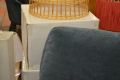 blue velvet arm chair designer chair showroom