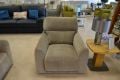 beige velvet armchair ex display sofas shop Chorley