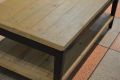 Hadleigh Coffee Table Rustic Wood Top Dark Wood Base with Shelf
