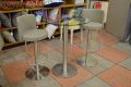 Taupe Bar Stool and Table Set Pair of Monza Gas Lift Stools and Helsinki Round Glass Bar Table