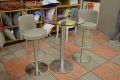 Taupe Bar Stool and Table Set Pair of Monza Gas Lift Stools and Helsinki Round Glass Bar Table