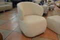 Pebble accent armchair in pale cream boucle