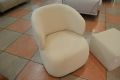 Pebble accent armchair in pale cream boucle