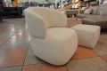 Pebble accent armchair in pale cream boucle
