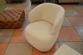 Pebble accent armchair in pale cream boucle