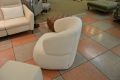 Pebble accent armchair in pale cream boucle