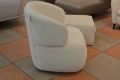 Pebble accent armchair in pale cream boucle