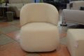 Pebble accent armchair in pale cream boucle