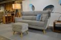 retro grey velvet sofa, wingback sofa, ex display sofa, luxury sofa outlet