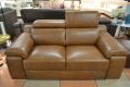 Barcelona 2 Seater Sofa in Brown Italian Leather Vintage Finish with Dark Feet