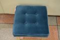 Buttons Short Stool in Matt Velvet Deep Turquoise Blue Velvet Low Stool