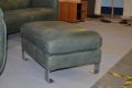 Mercadante Green Leather Footstool in Full Aniline Italian Leather