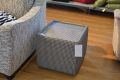 Side Table Cube with Glass Top in Houndstooth Fabric