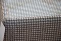 Side Table Cube with Glass Top in Houndstooth Fabric