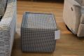 Side Table Cube with Glass Top in Houndstooth Fabric